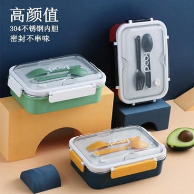 On the Go with Our 3-Compartment Bento Lunch Box with Breathable Button Design