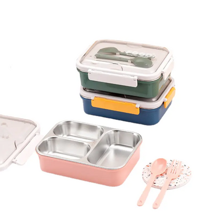 On the Go with Our 3-Compartment Bento Lunch Box with Breathable Button Design