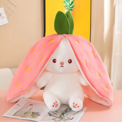 Cute Reversible Strawberry RABBIT ZIPPER BUNNY |Stuffed Toy | Plush toy |For kids - 40 cm