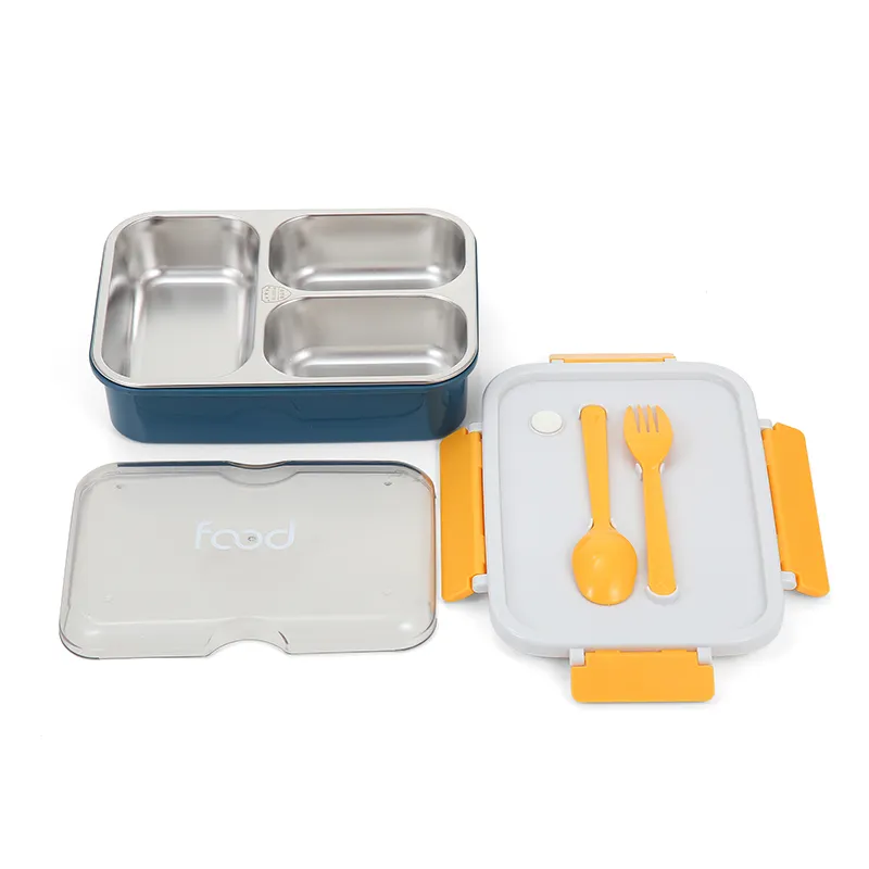 On the Go with Our 3-Compartment Bento Lunch Box with Breathable Button Design