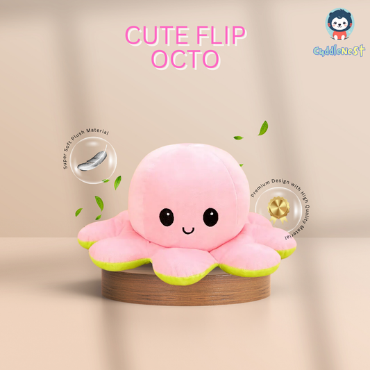 Flip Octopus Soft Toy - Double the Fun with Two Adorable Expressions!