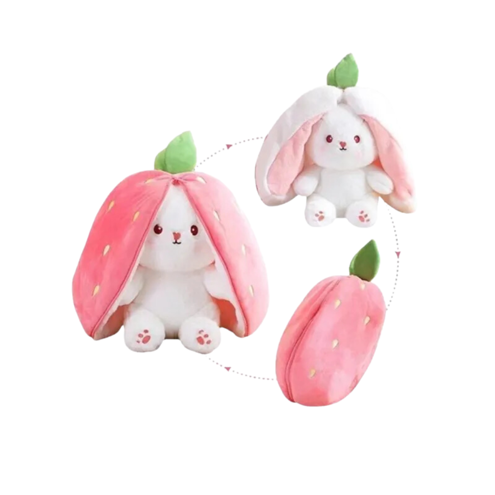 Cute Reversible Strawberry RABBIT ZIPPER BUNNY |Stuffed Toy | Plush toy |For kids - 40 cm