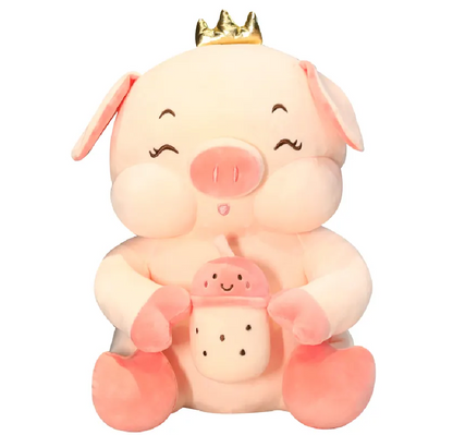 Milk Tea Pig Plush Toy – 30cm Cute Bubble Tea Piggy Stuffed Animal, Soft Plush Pillow, Back Cushion